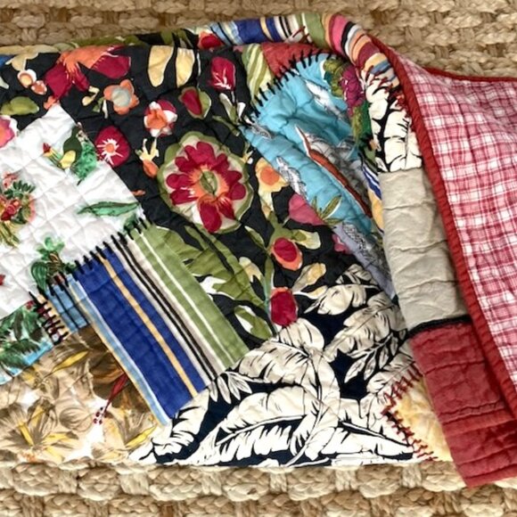 Pottery Barn Patchwork Hawaiian Luau Salsa Quilt TWIN 100% Cotton - Picture 6 of 10